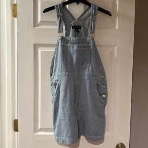 Vintage Blue Striped Denim Overalls